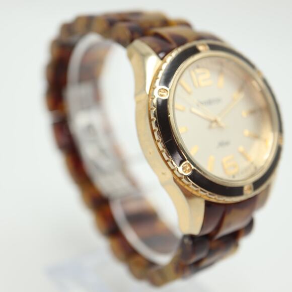 Armitron Womens Tortoise Brown Watch Gold Tone Acrylic Bracelet w New Battery - Picture 9 of 14